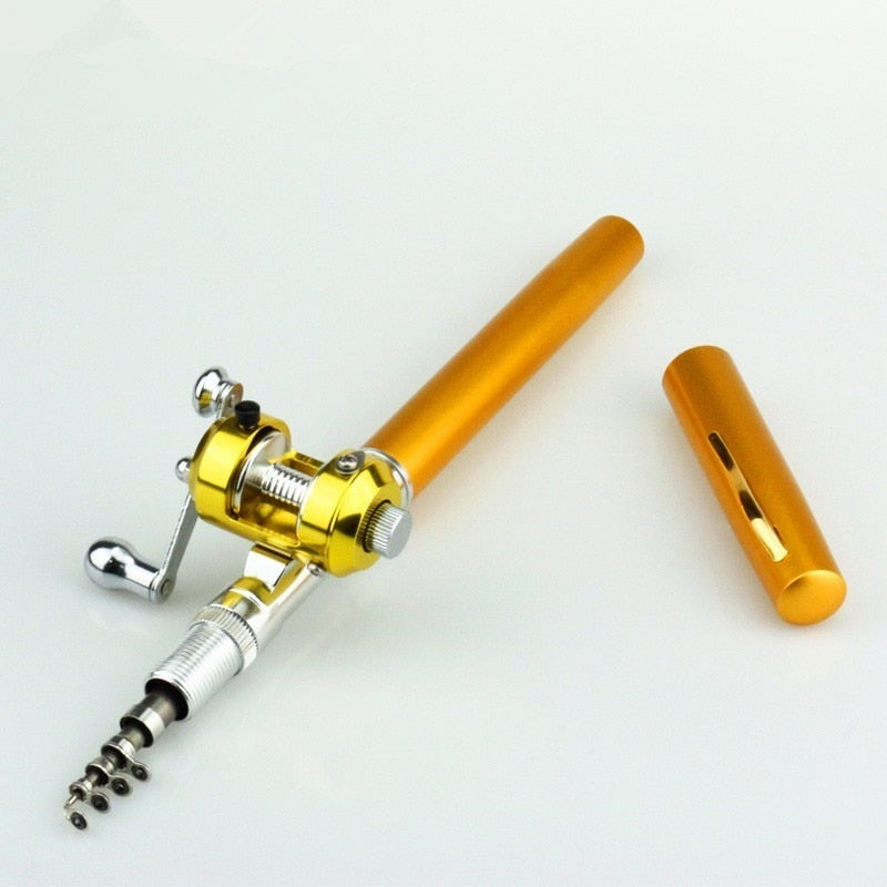 Mini Pen Fishing Rod Retractable Pocket Ice Fishing Pole Ultra-Light Fishing  Rod